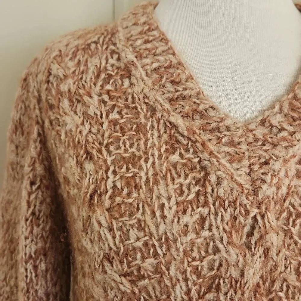 Vintage Handmade Wool Mohair Blend Sweater Pumpkin Spice Color,  M - Picture 2 of 8
